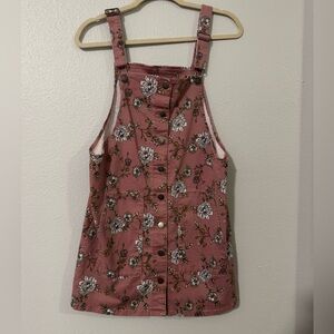Dusty Pink Floral Overall Mini Dress